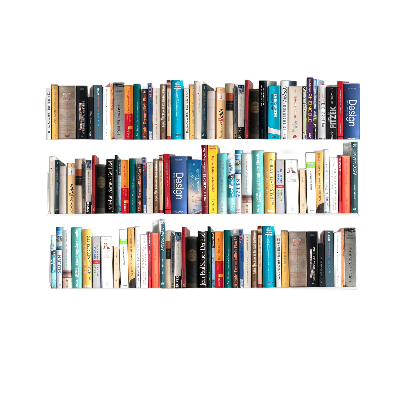 Booksbaum — Wandregal horizontal, 6er-Set – Freisteller