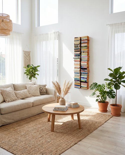 Booksbaum — Bücherturm 1, Wand groß – Ambiente Boho 1 · KI-generiert