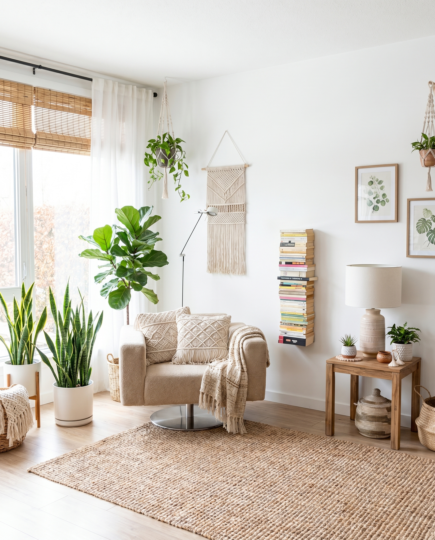 Booksbaum — Bücherturm 2, Wand klein – Ambiente Boho 1 · KI-generiert