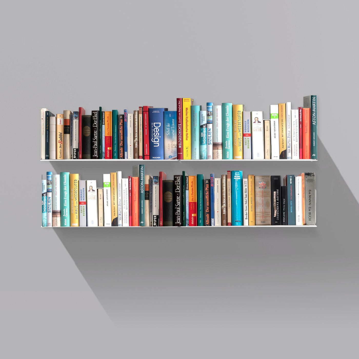 Booksbaum — Wandregal horizontal, 4er-Set – mit Büchern