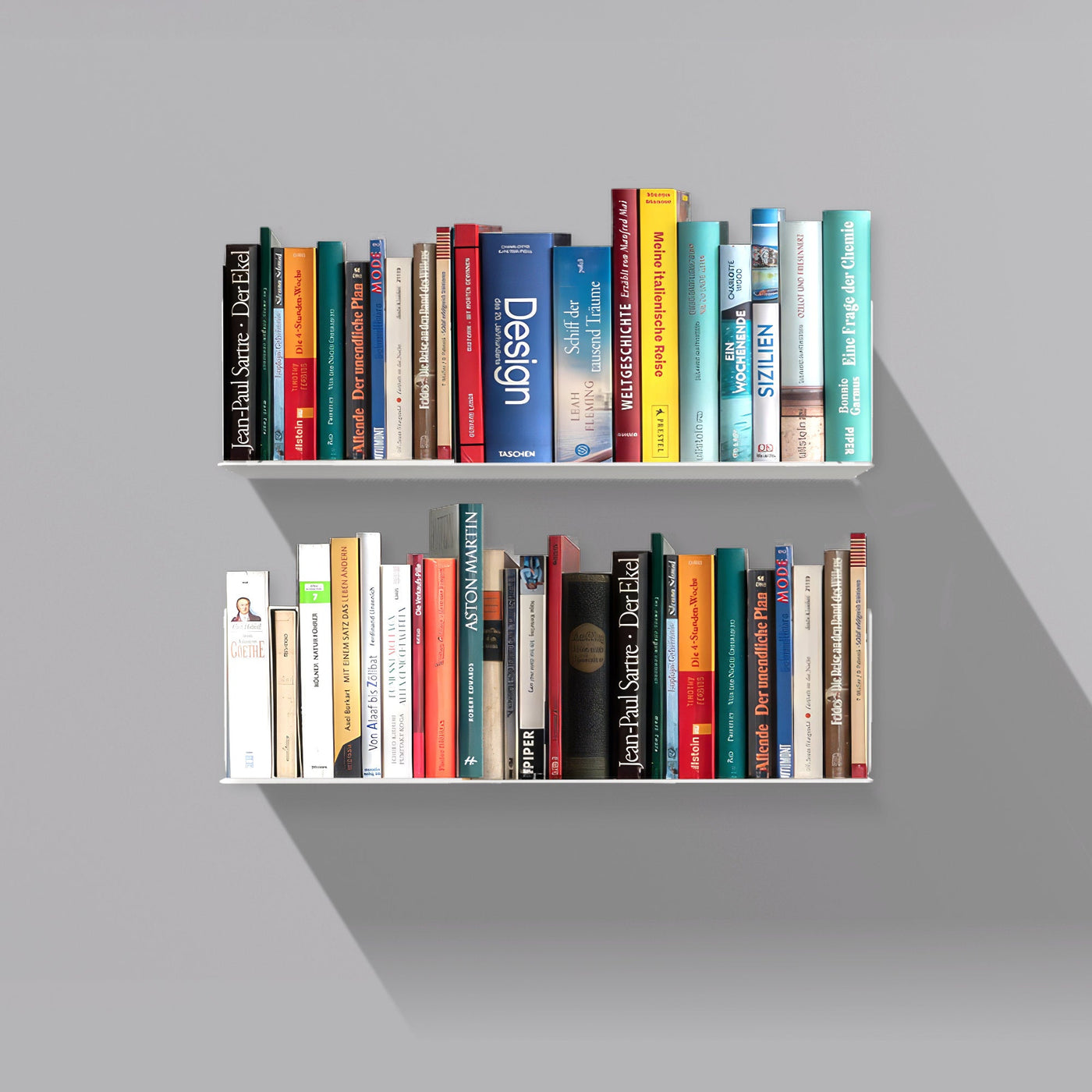 Booksbaum — Wandregal horizontal, 2er-Set – mit Büchern