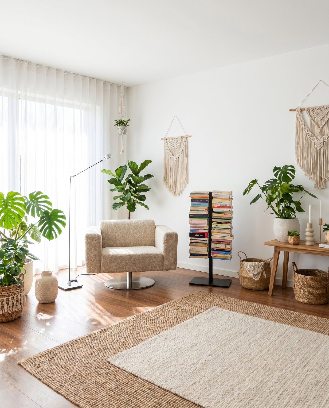 Booksbaum — Bücherturm 1, Stand klein – Ambiente Boho 2 · KI-generiert