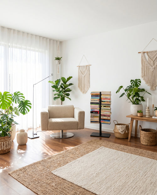 Booksbaum — Bücherturm 1, Stand klein – Ambiente Boho 2 · KI-generiert