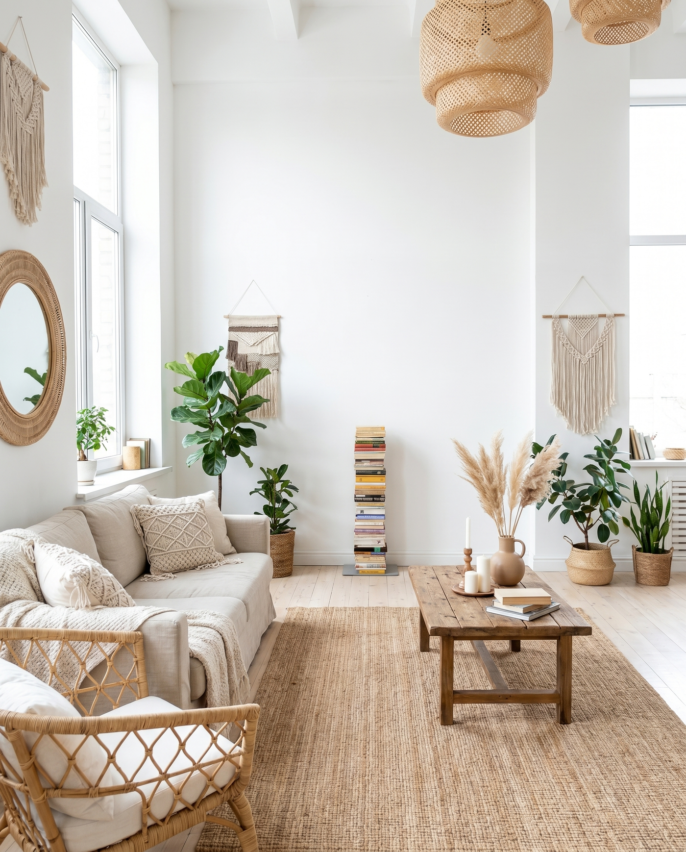 Booksbaum — Bücherturm 2, Stand klein – Ambiente Boho 2 · KI-generiert