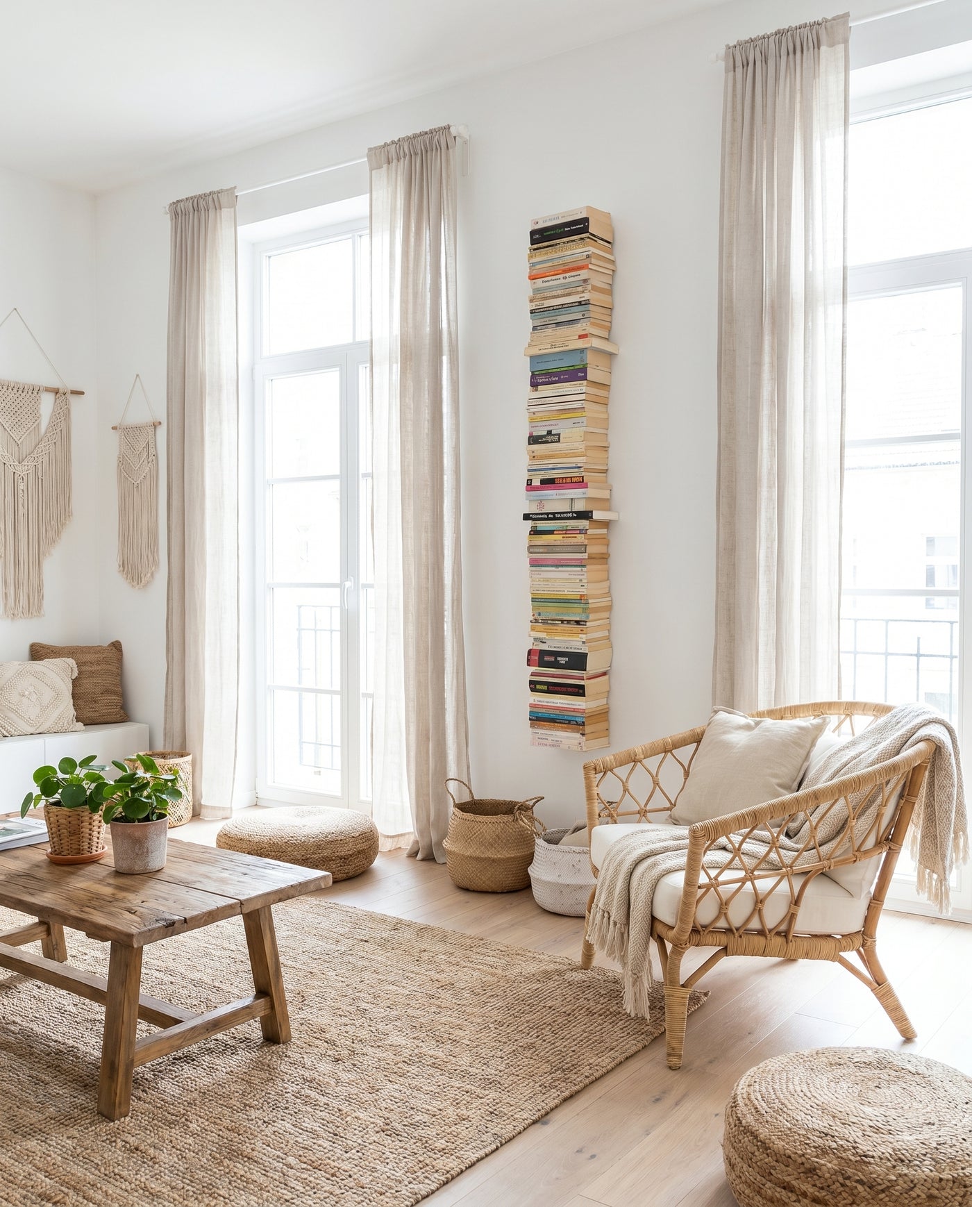 Booksbaum — Bücherturm 2, Wand groß – Ambiente Boho 2 · KI-generiert