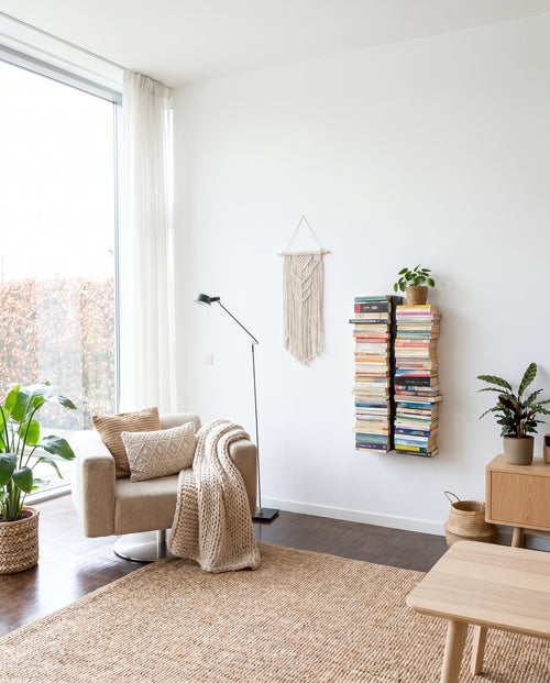 Booksbaum — Bücherturm 1, Wand klein – Ambiente Boho 2 · KI-generiert