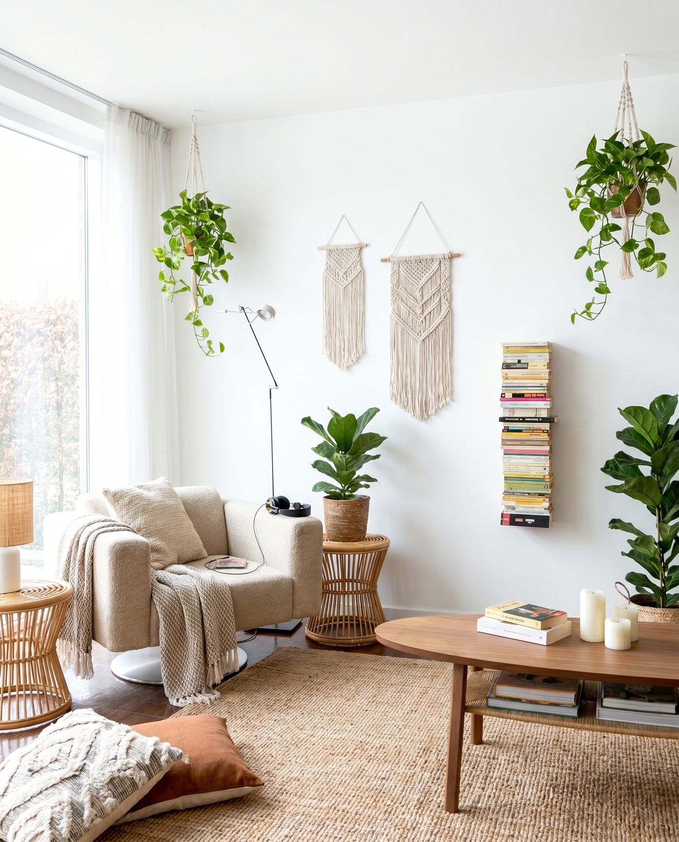 Booksbaum — Bücherturm 2, Wand klein – Ambiente Boho 2 · KI-generiert
