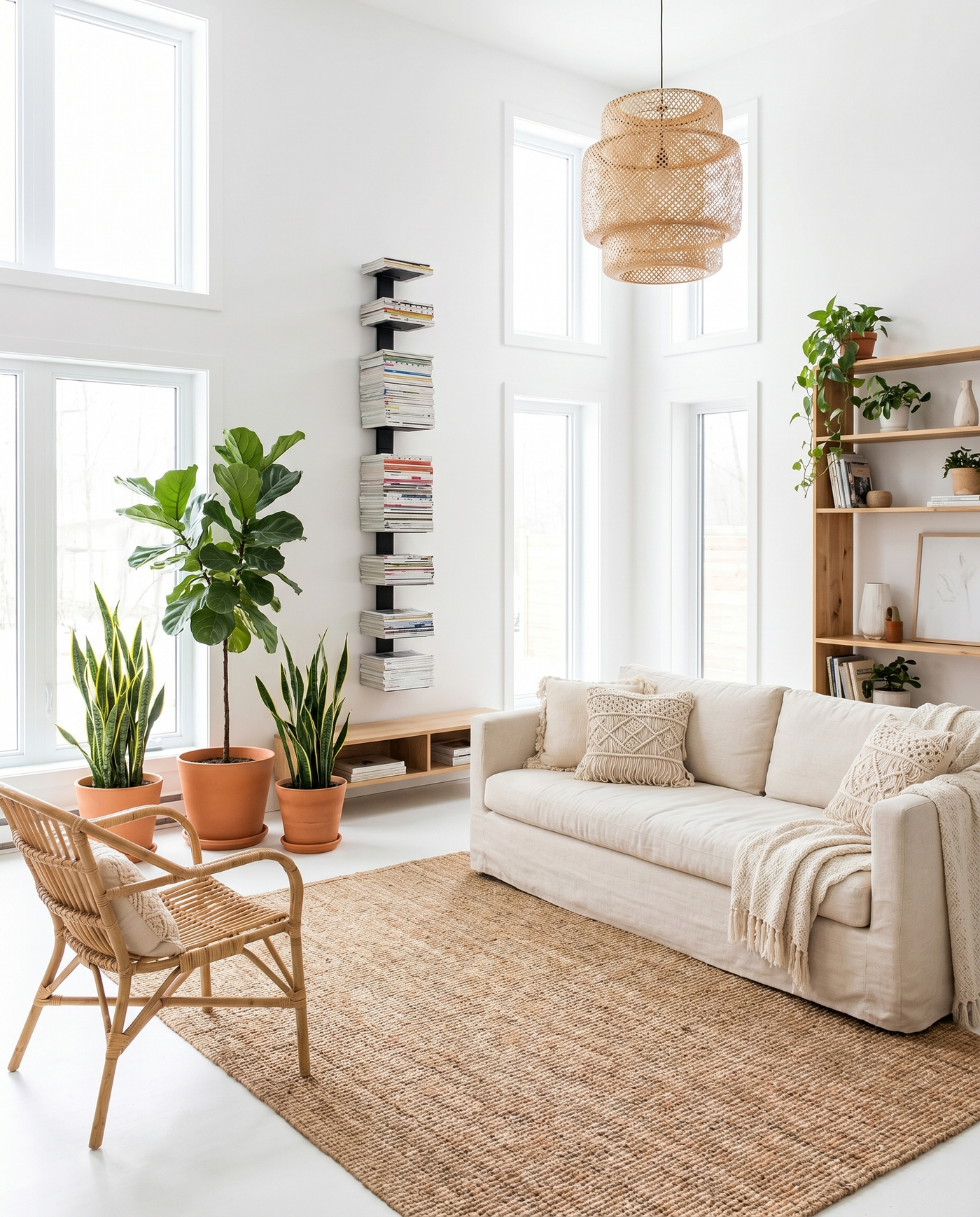 Booksbaum — Magazinhalter, Wand groß – Ambiente Boho 2 · KI-generiert