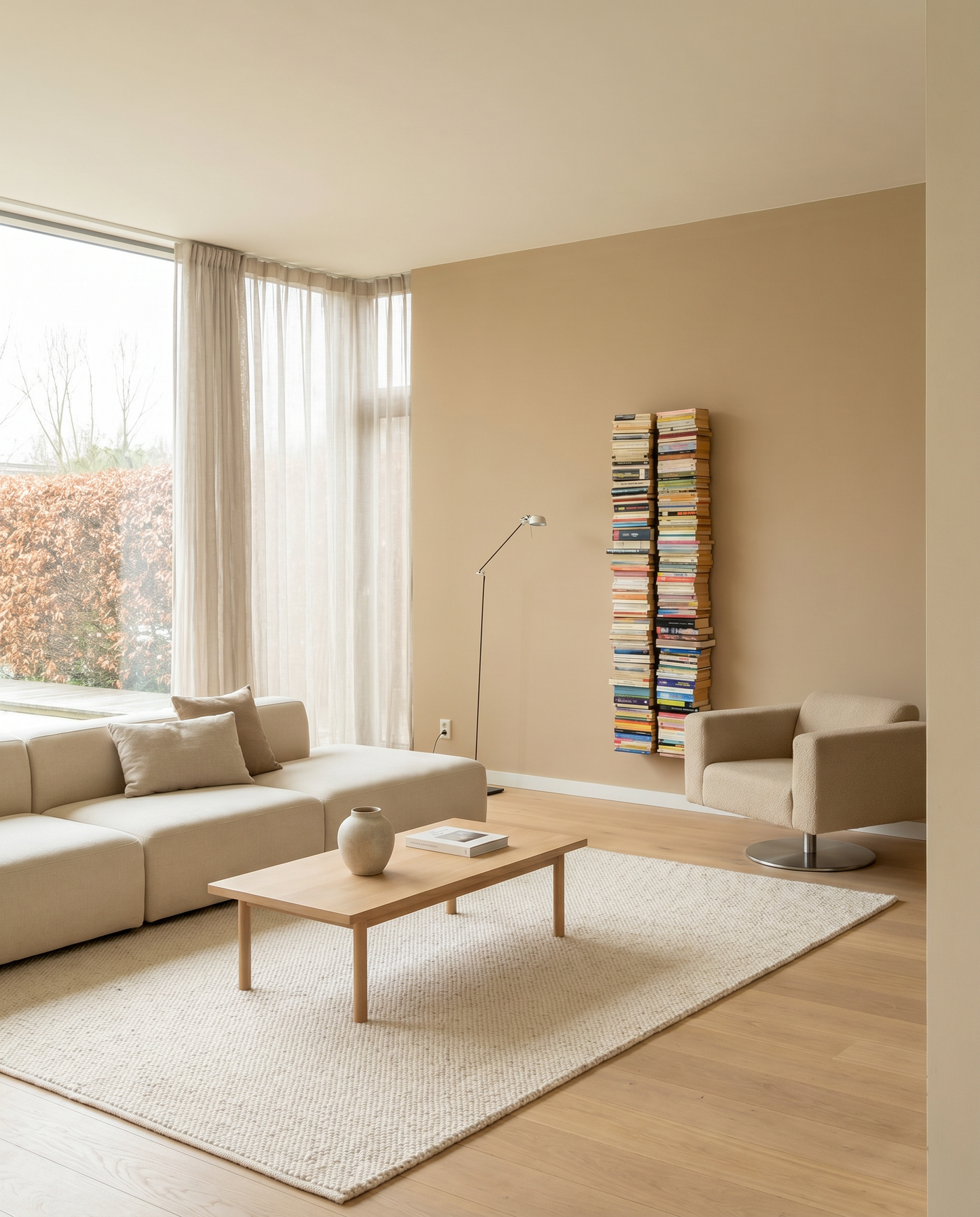 Booksbaum — Bücherturm 1, Wand groß – Ambiente Beige 1 · KI-generiert