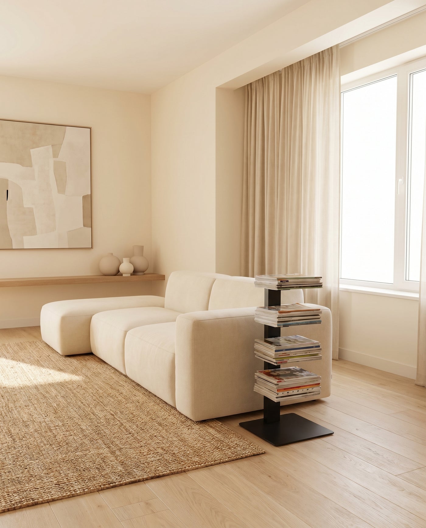 Booksbaum — Magazinhalter, Stand klein – Ambiente Beige 1 · KI-generiert