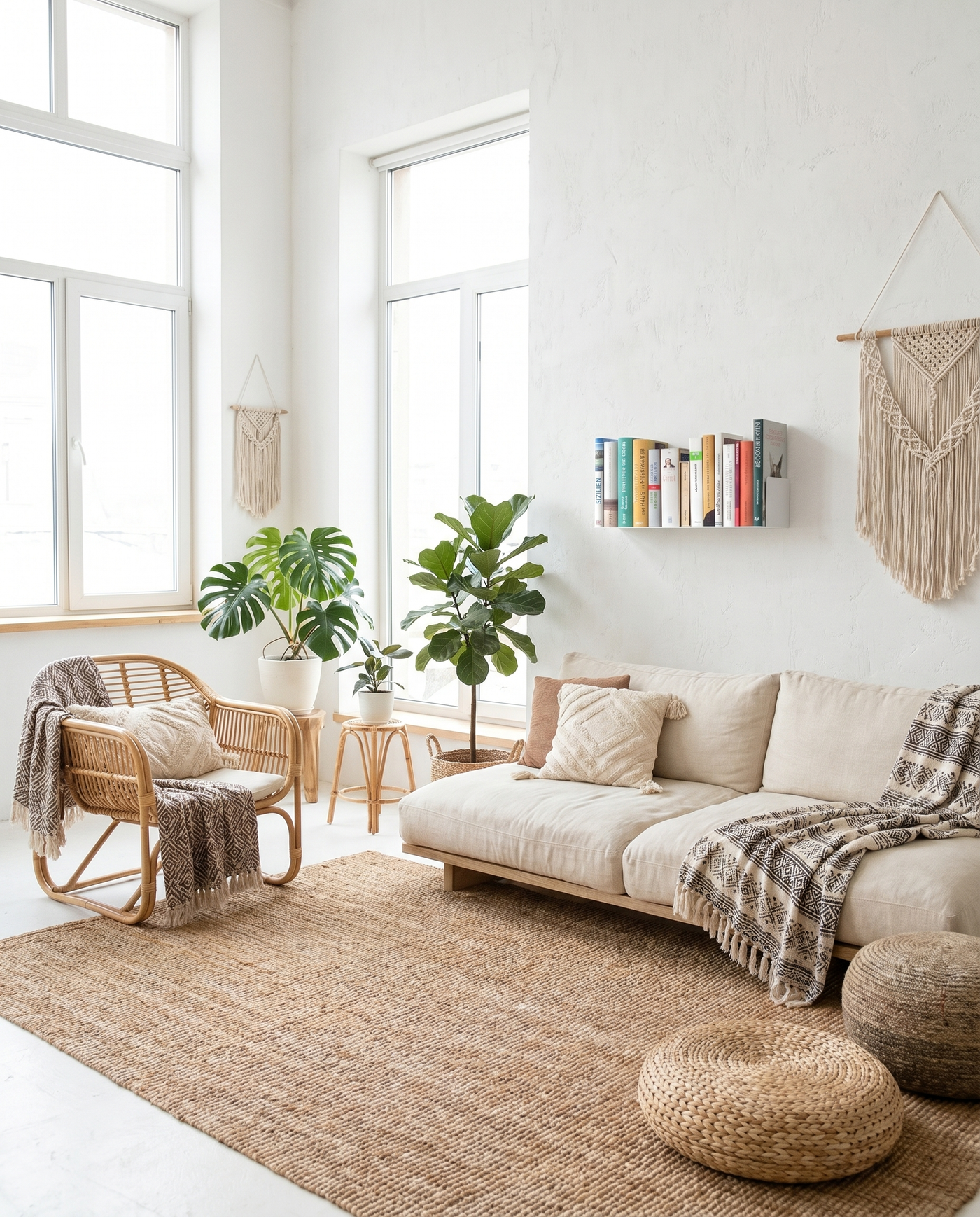 Booksbaum — Wandregal horizontal – Ambiente Boho 1 · KI-generiert
