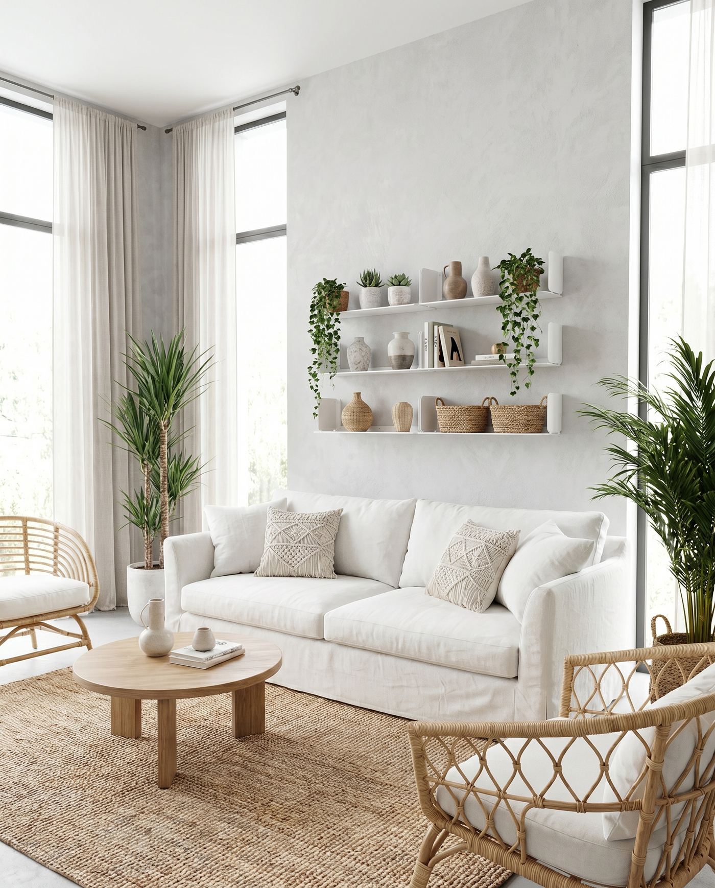 Booksbaum — Wandregal horizontal, 6er-Set – Ambiente Boho 1 · KI-generiert