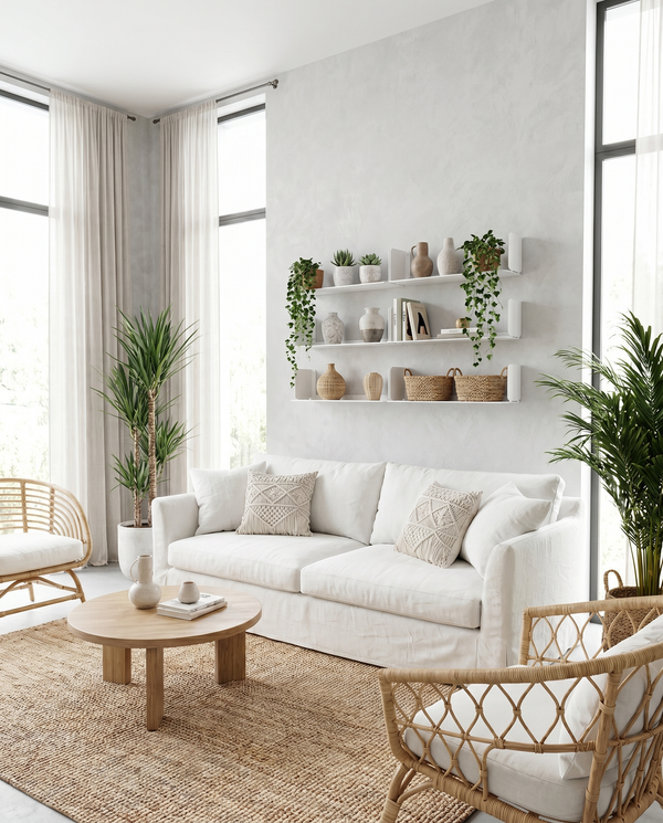 Booksbaum — Wandregal horizontal, 6er-Set – Ambiente Boho 1 · KI-generiert