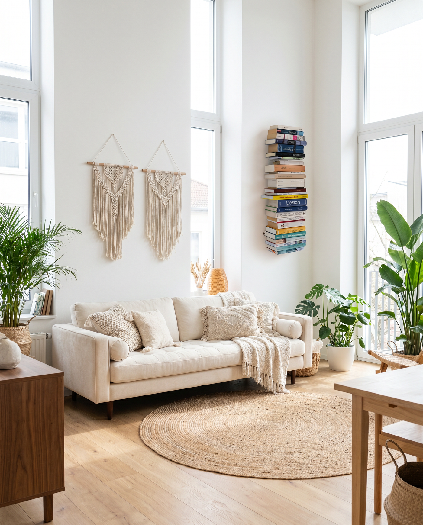 Booksbaum — Wandregal vertikal, 2er-Set – Ambiente Boho 2 · KI-generiert