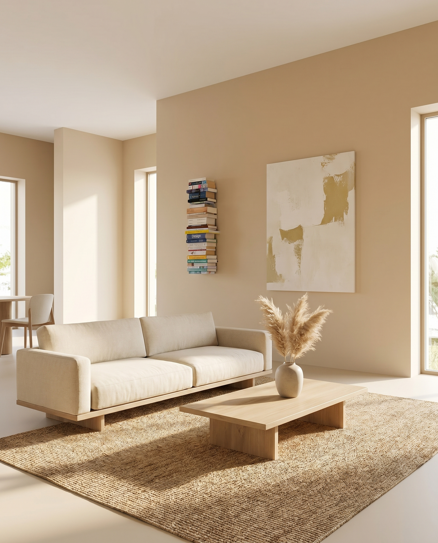 Booksbaum — Wandregal vertikal, 4er-Set – Ambiente Beige 1 · KI-generiert