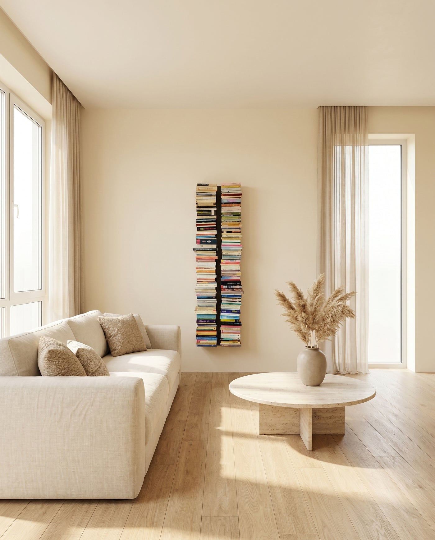 Booksbaum — Bücherturm 1, Wand groß – Ambiente Beige 2 · KI-generiert