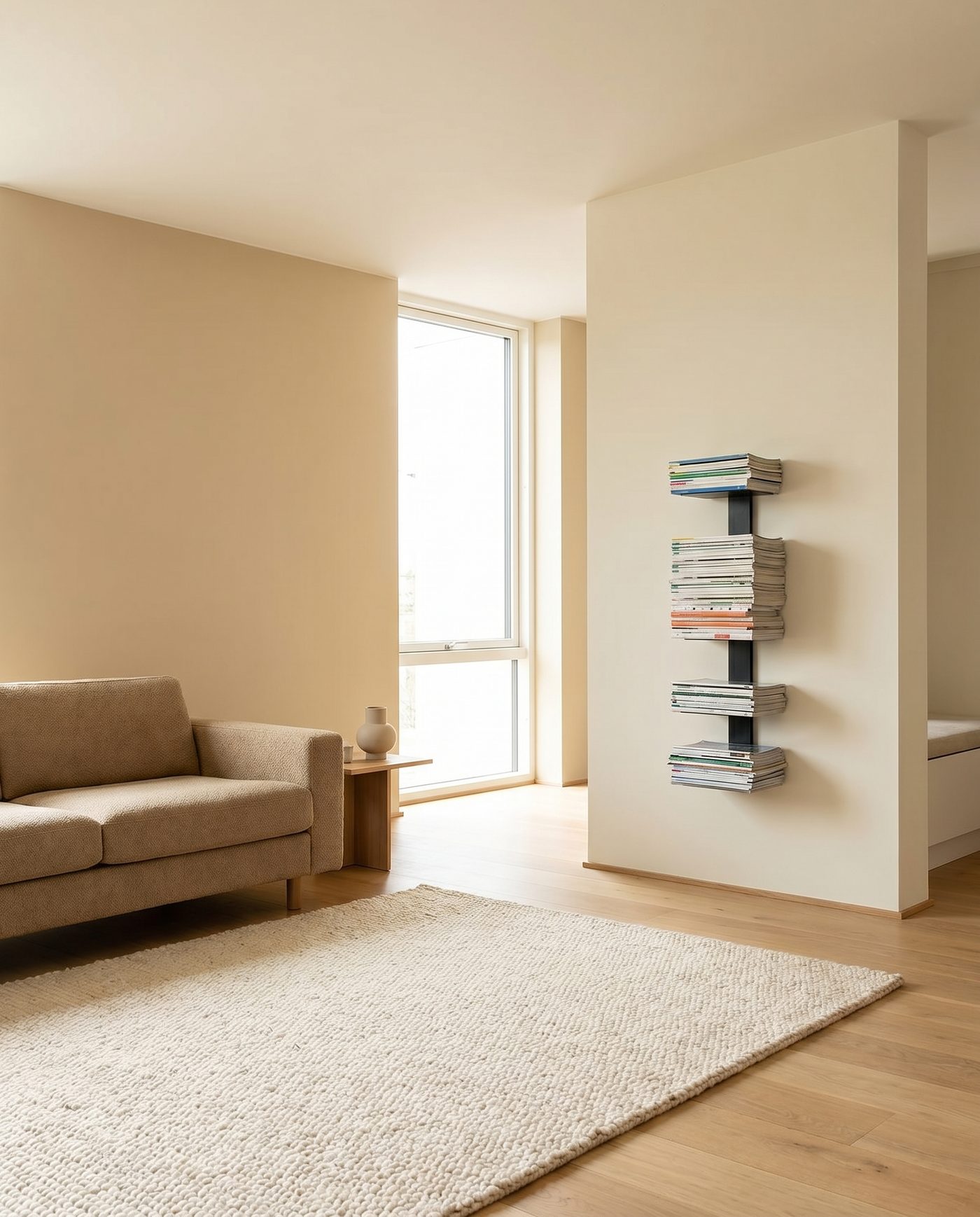 Booksbaum — Magazinhalter, Wand klein – Ambiente Beige 2 · KI-generiert