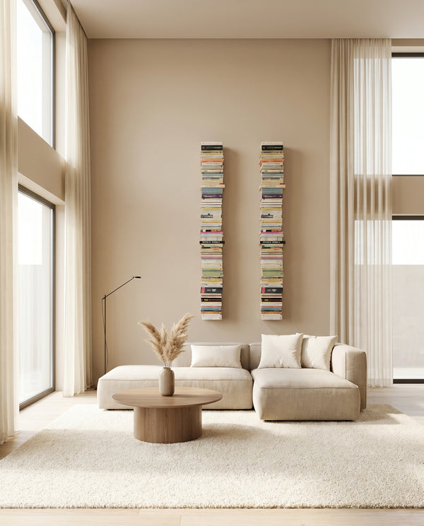 Booksbaum — Bücherturm 2, Wand groß – Ambiente Beige 2 · KI-generiert