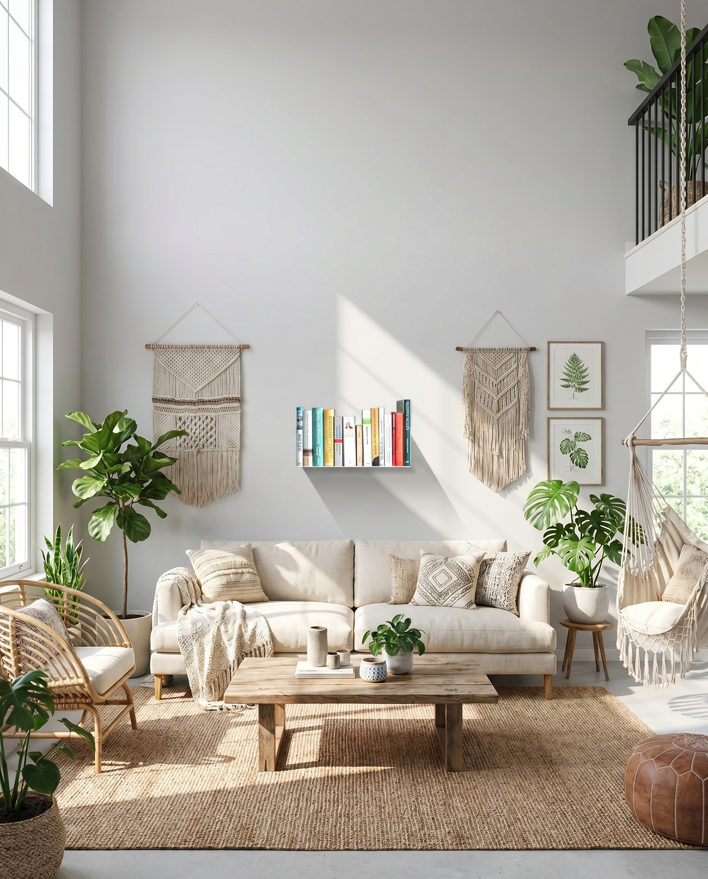 Booksbaum — Wandregal horizontal – Ambiente Boho 2 · KI-generiert