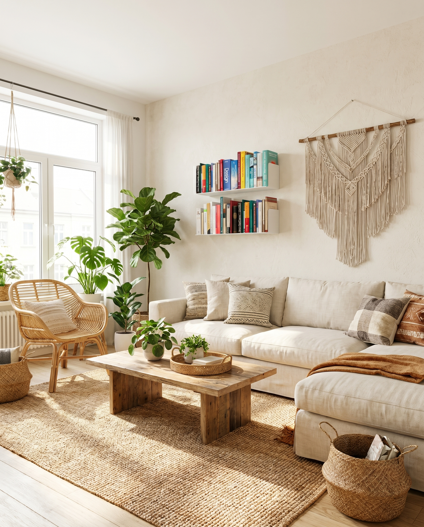 Booksbaum — Wandregal horizontal, 2er-Set – Ambiente Boho 2 · KI-generiert