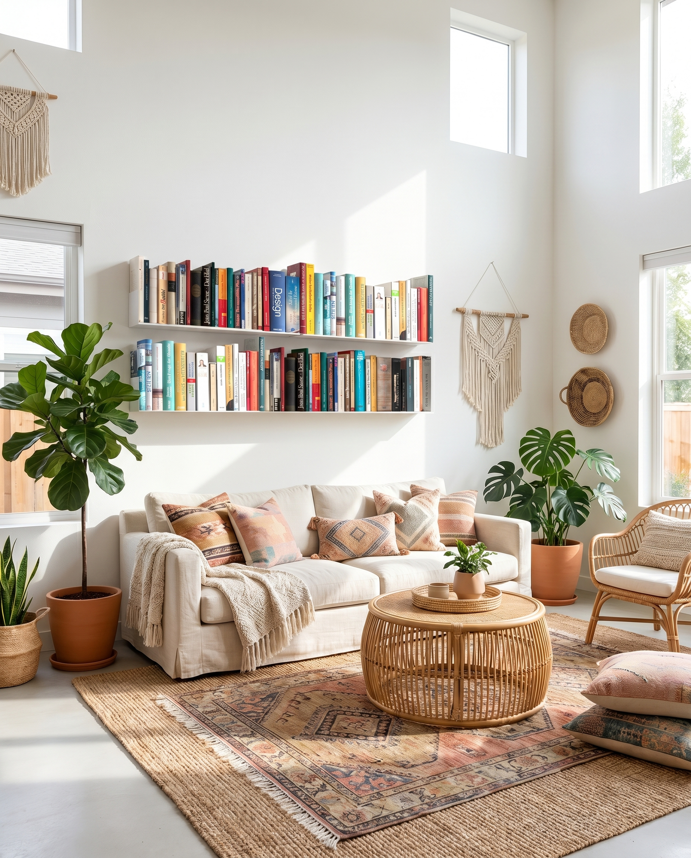 Booksbaum — Wandregal horizontal, 4er-Set – Ambiente Boho 2 · KI-generiert