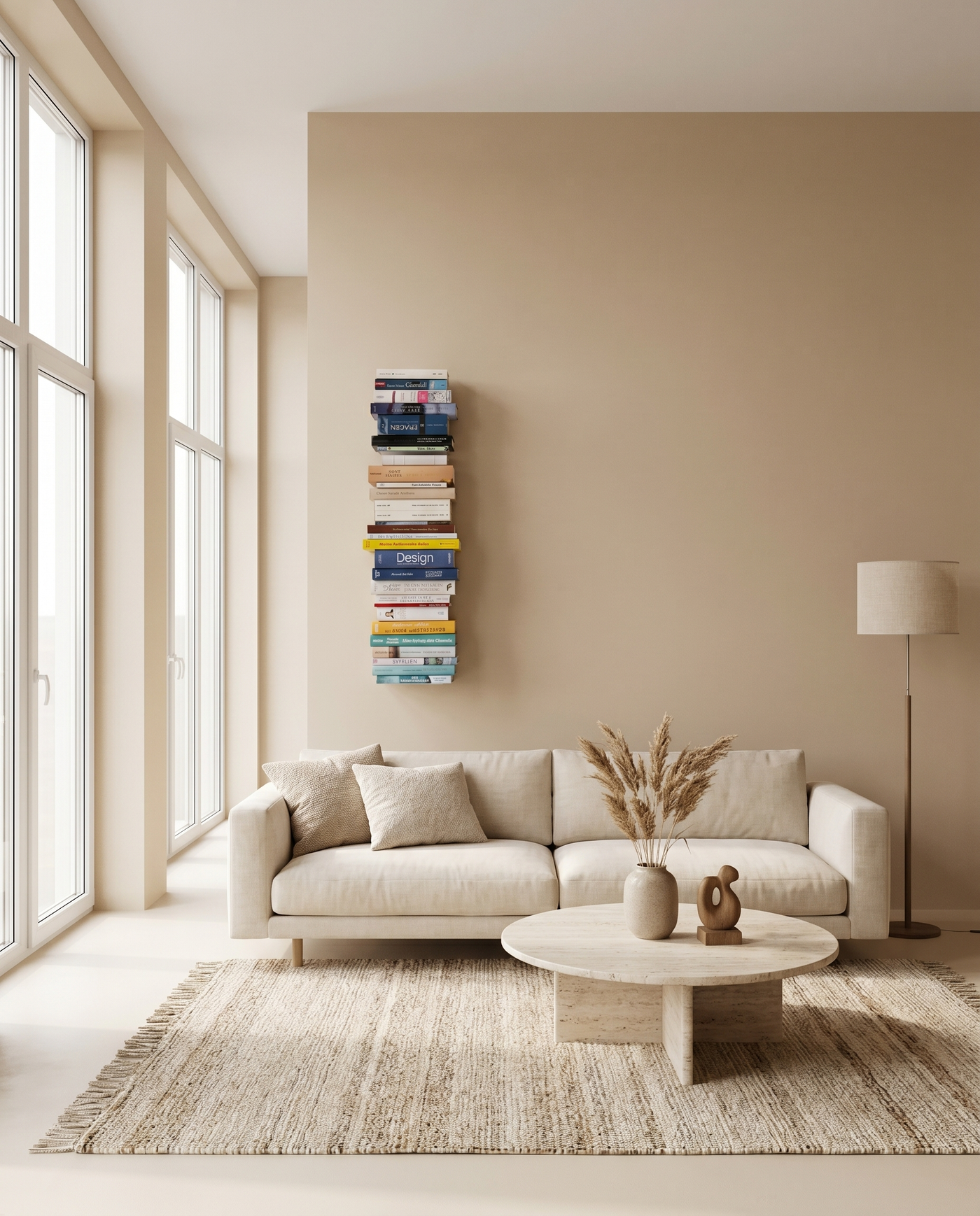 Booksbaum — Wandregal vertikal, 2er-Set – Ambiente Beige 2 · KI-generiert