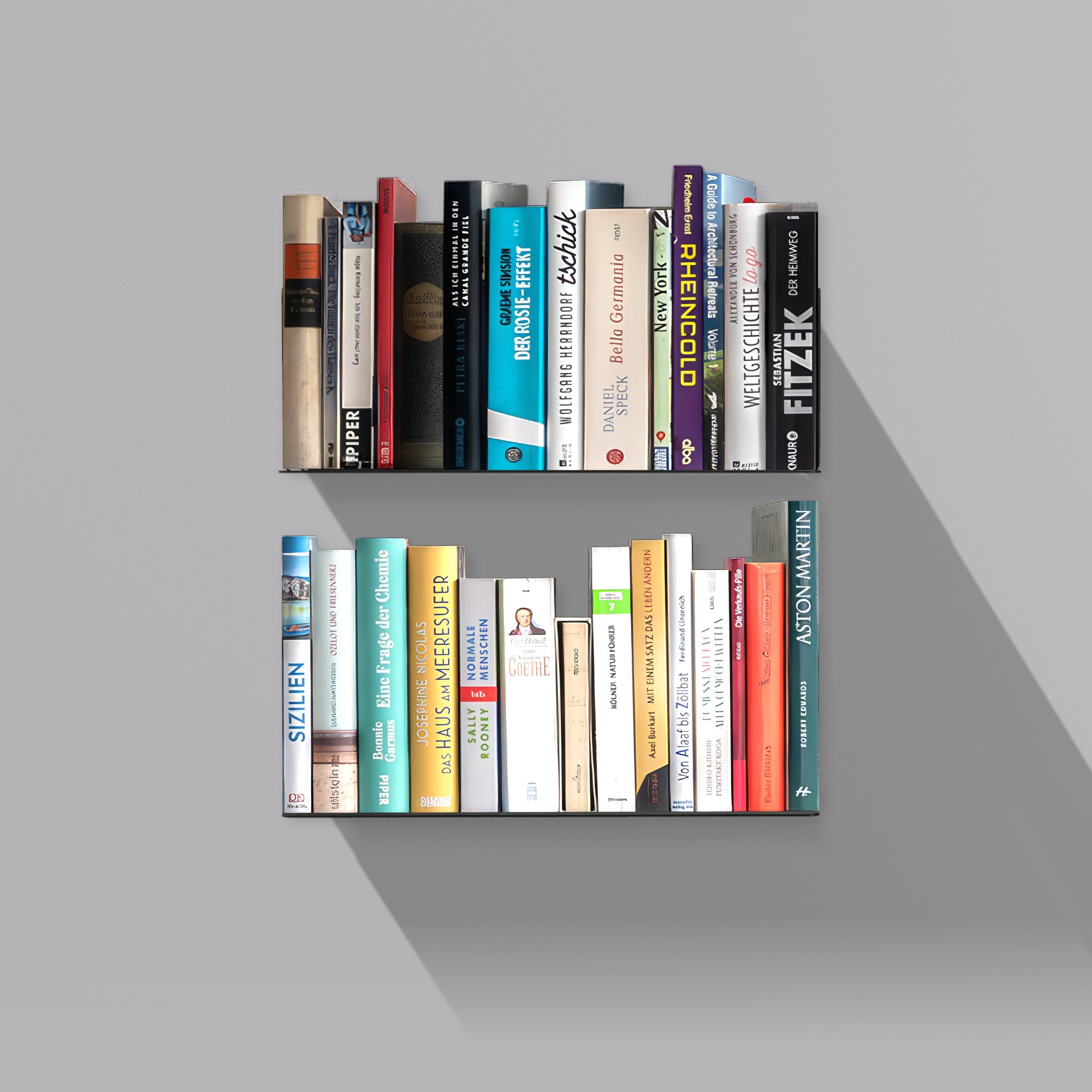 2er Set Radius Design - Booksbaum Wandregal horizontal