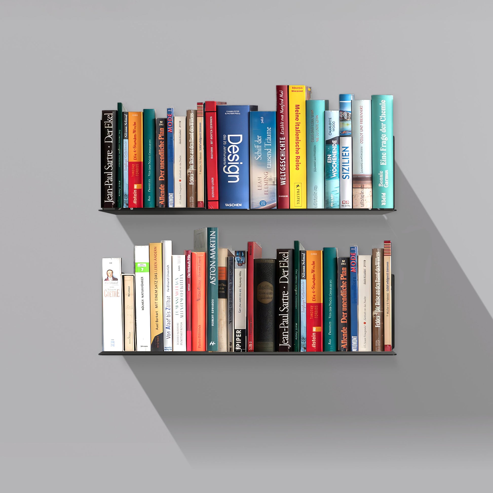 2er Set Radius Design - Booksbaum Wandregal horizontal