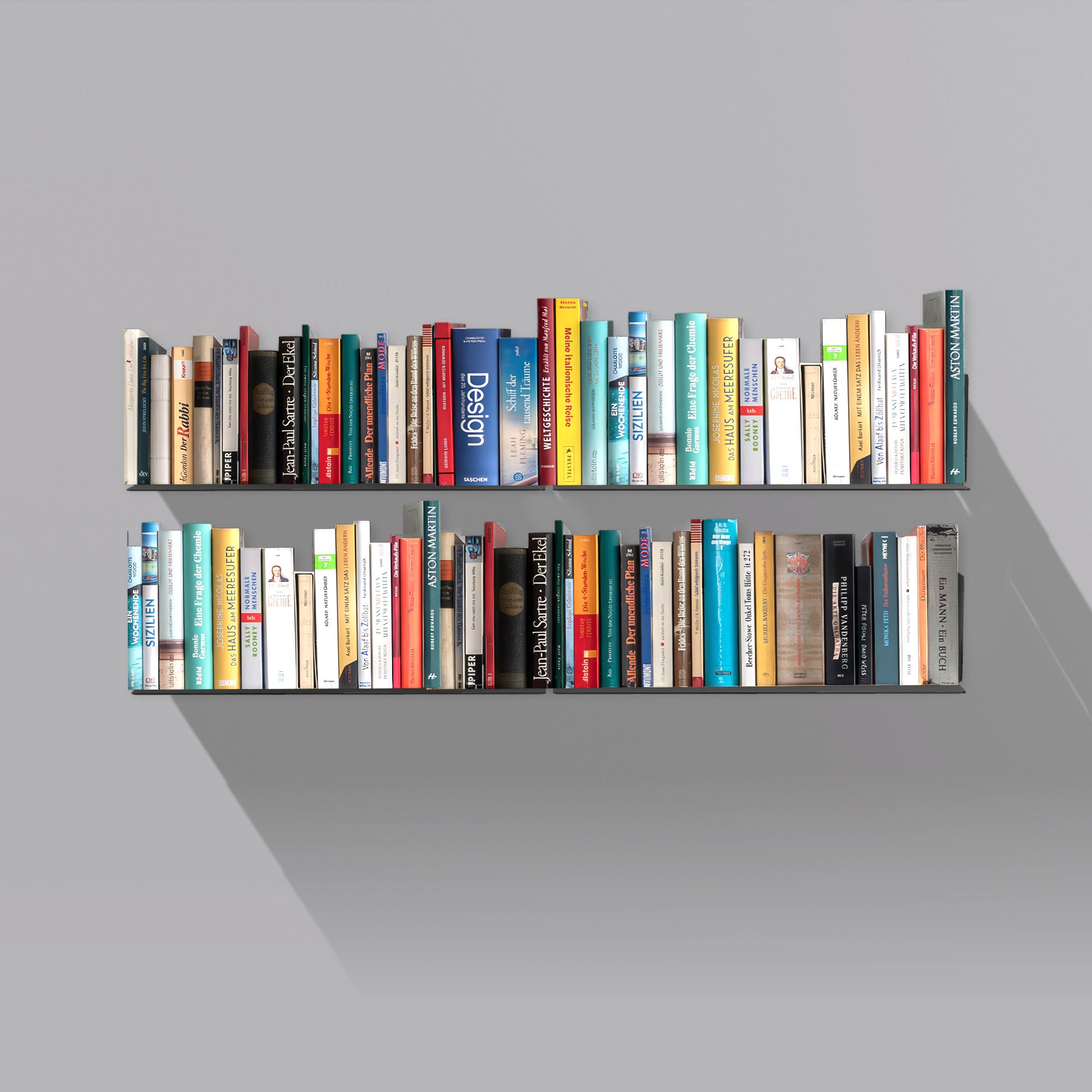 4er Set Radius Design - Booksbaum Wandregal horizontal