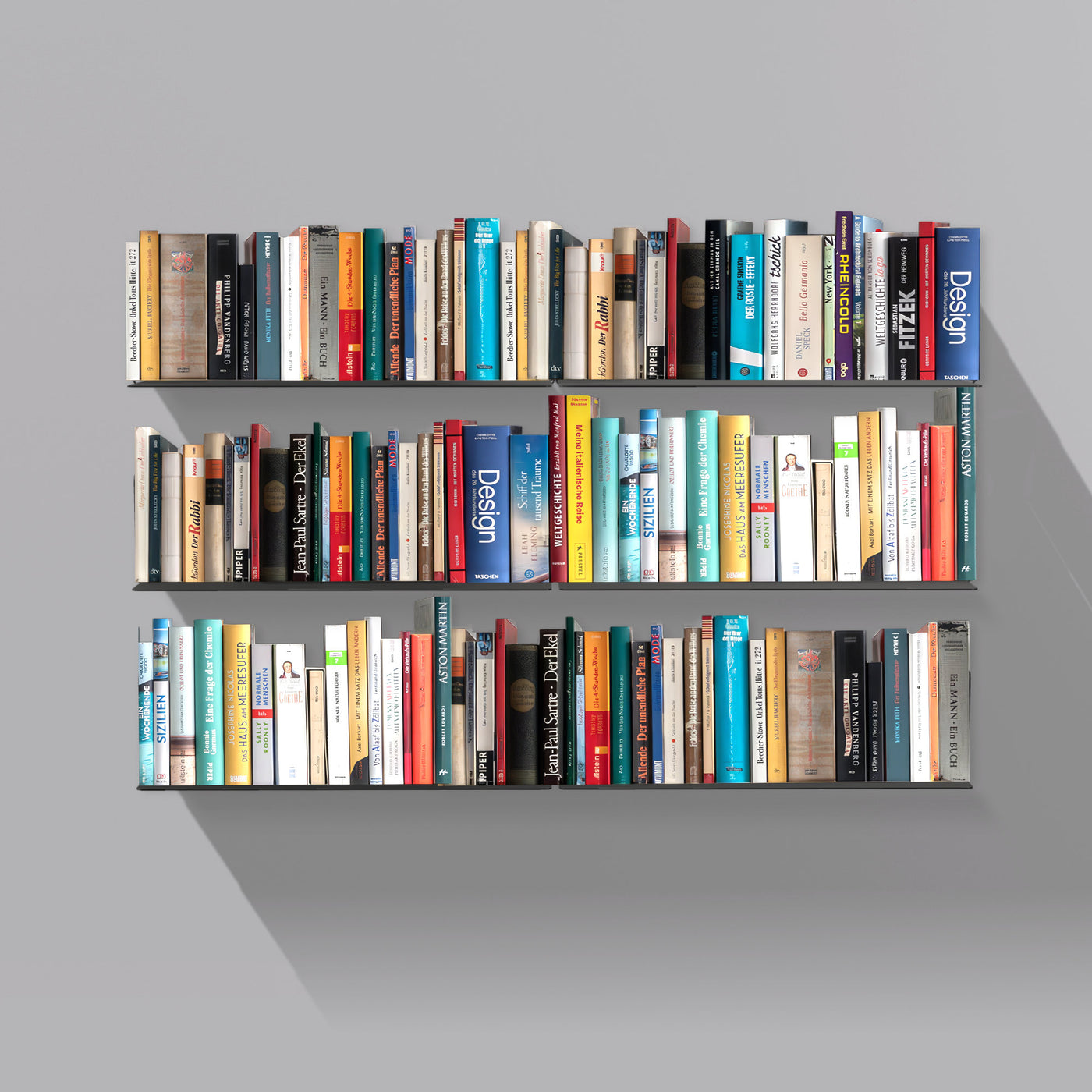 Booksbaum — Wandregal horizontal, 6er-Set