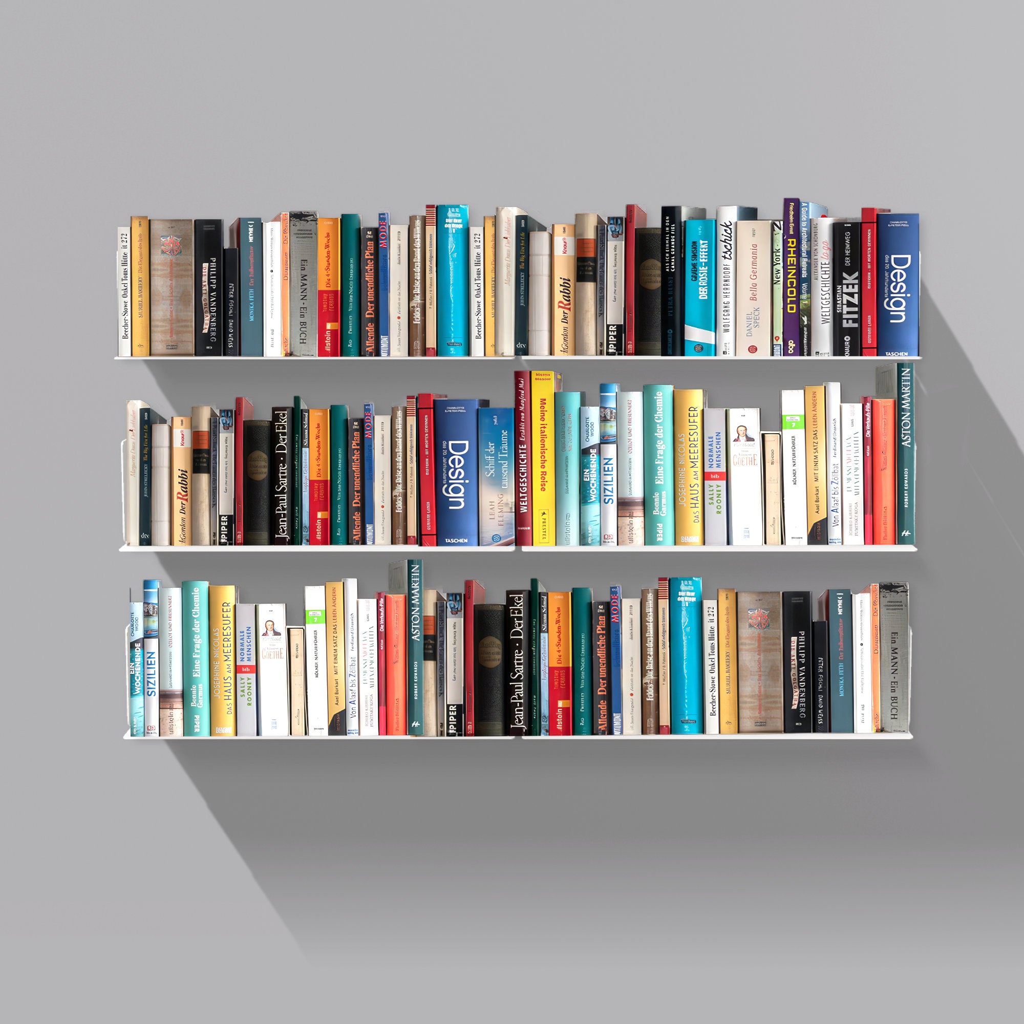 6er Set Radius Design - Booksbaum Wandregal horizontal