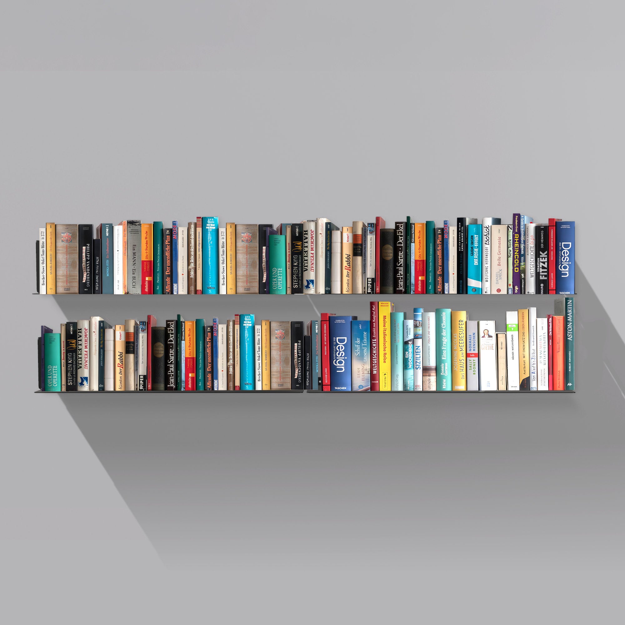 4er Set Radius Design - Booksbaum Wandregal horizontal
