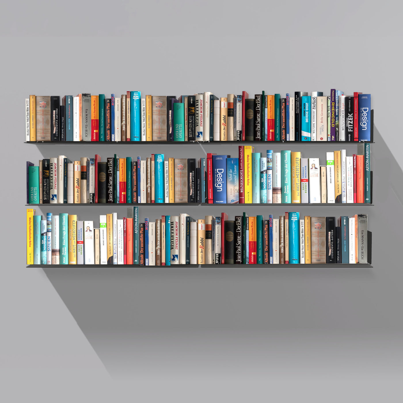 Booksbaum — Wandregal horizontal, 6er-Set