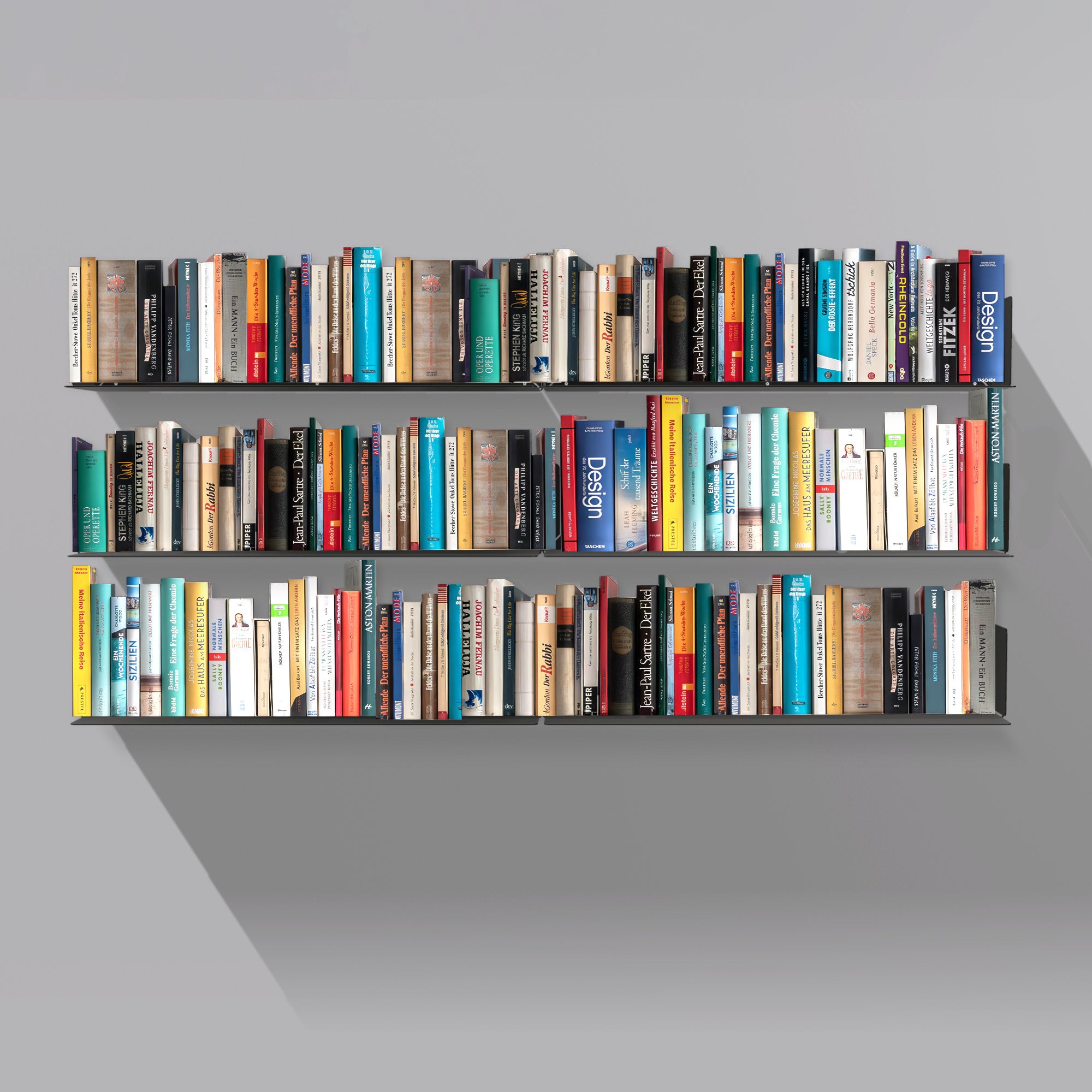 6er Set Radius Design - Booksbaum Wandregal horizontal