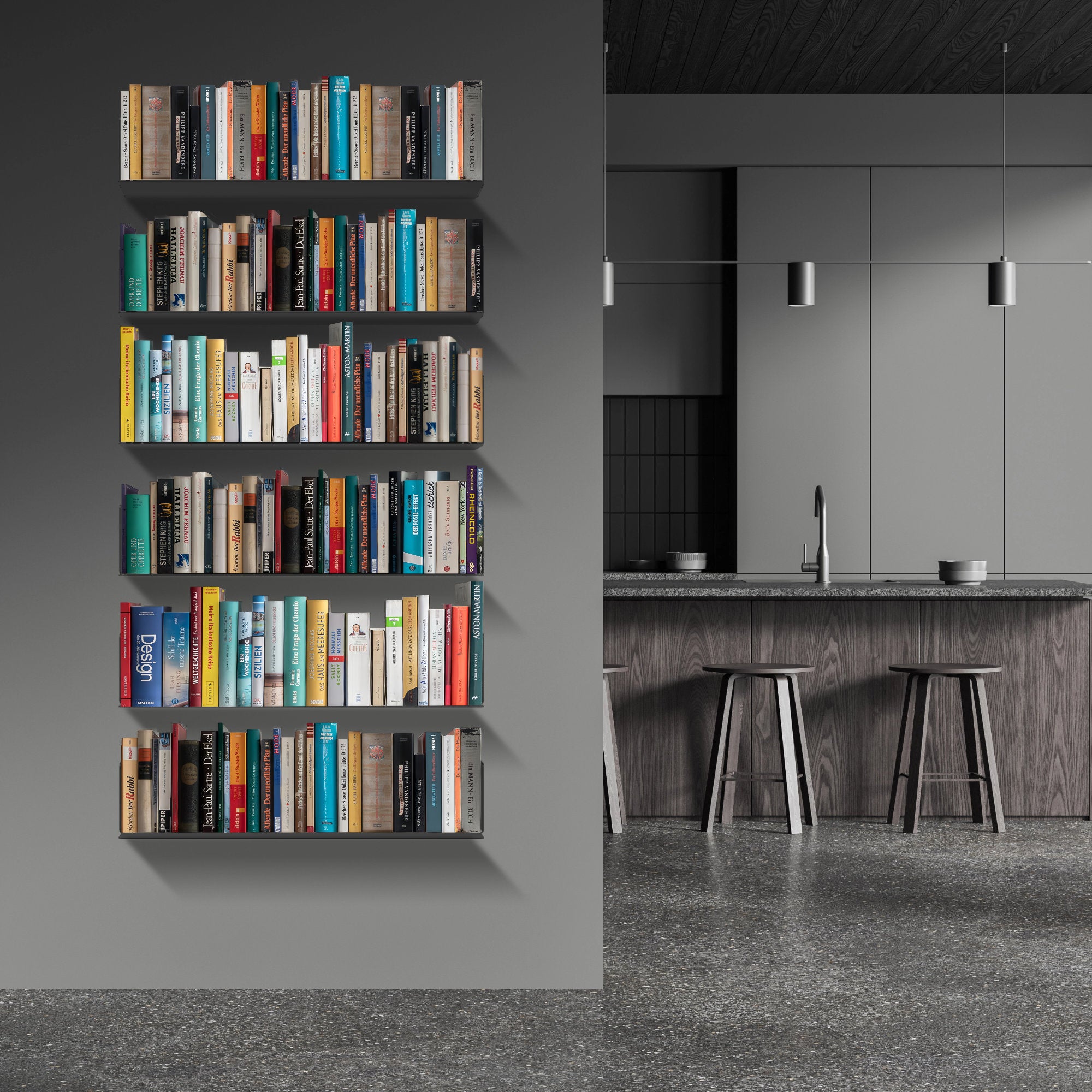 6er Set Radius Design - Booksbaum Wandregal horizontal